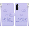 For Samsung Galaxy A26 5G Cute Cats RFID Leather Phone Case(Purple)
