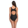 Women Comfortable Triangle One-Piece Swimsuit With Chest Pad, Size: XXL(Black+Lake Blue)