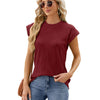 Ladies Summer Round Neck Loose Short Sleeve T-Shirt, Size: M(Wine Red)