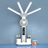 4-head Desk Lamp Foldable Reading Lamp 3-gear Color Adjustment, Spec: Charging Fan Clock Model