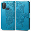 For Alcatel 1S 2021 Butterfly Love Flower Embossed Horizontal Flip Leather Case with Holder & Card Slots & Wallet & Lanyard(Blue)