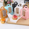 30 PCS Transparent Window 1 Piece Cardboard Portable Cup Cake Box Mousse Pastry Box Marble