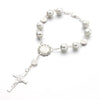 10MM Glass Pearl Beaded Bracelet with Torus, Color: White
