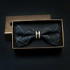 Polyester Yarn Diamond Bow Tie Metal Bow for Men(Black Grid)