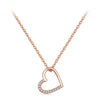 SCN347-C Sterling Silver S925 Zircon Simple Fashion Hollow Heart Shape Necklace(Rose Gold)