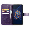 For Asus Zenfone 8 Flip Four-leaf Clasp Embossed Buckle Mobile Phone Protection Leather Case with Lanyard & Card Slot & Wallet & Bracket Function(Purple)