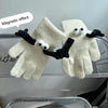 Fall Winter Couple Students Magnetic Warm Gloves Cute Dolls Outdoor Hand In Hand Mittens, Size: Average(White+Black)