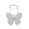 Fashion Adjustable Butterfly Shape Ring with Diamond Women Jewelry, Ring Size:7(Platinum)