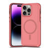For iPhone 14 Pro Max Shockproof MagSafe Armor PC Hybrid TPU Phone Case(Dark Pink+Maroon)
