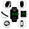 SKMEI 1541 Fashion Led Watch Square Couple Model Waterproof Electronic Watch Silicone Watch(Black)