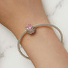 Pink Flower Coffee Cup DIY Beads S925 Sterling Silver Bracelet Accessories