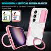 For Samsung Galaxy S25+ 5G Sliding Camshield MagSafe Holder TPU Hybrid PC Phone Case(Pink White)