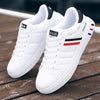 Men Leather Breathable Flat Shoes Versatile Casual Sneakers, Size: 41(White Gray)