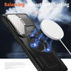 For Samsung Galaxy S25 Ultra 5G Shield Frame Holder MagSafe Phone Case(Black)