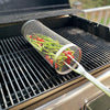 Outdoor Stainless Steel Barbecue Cage BBQ Round Mesh Tube 30cm With Hook