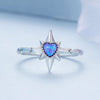 BSR455-8 S925 Sterling Silver White Gold Plated Heart Shape Star Opal Ring Bracelet