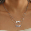 2 In 1 Angel Lucky Numbers Layered Necklace Set Women Collarbone Chain Jewelry, Style: Angel+4 Silver