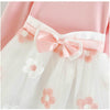 Autumn Girls Flower Bow-knot Long Sleeve Dress, Size:110cm(Dark Blue)