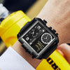 OLEVS 1101 Sports Multi-Function Square Men Quartz Electronic Watch(Black Gold)