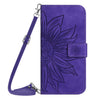 For Samsung Galaxy A56 5G Skin Feel Sun Flower Embossed Flip Leather Phone Case with Lanyard(Dark Purple)