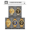 SKMEI 9193 Men Golden Dragon Pattern Calendar Dial Luminous Quartz Watch(Gold Black)
