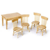 5 PCS / Set 1:12 Mini Dollhouse Furniture Wooden Dining Table Chair Set Pocket Toy(Wood)