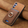 For Samsung Galaxy A54 5G Retro Cross Leather Ring Vertical Insert Card Bag MagSafe Phone Case(Brown)