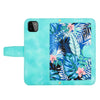 For Samsung Galaxy A22 5G Floral Pattern Leather Phone Case with Lanyard(Green)