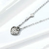 S925 Sterling Silver Platinum Plated Heart Lock Necklace Girls White Inlaid Zircon Key Jewelry