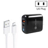 PD04 Type-C + USB Mobile Phone Charger with USB to 8 Pin Cable, US Plug(Black)
