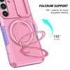For Samsung Galaxy S24+ 5G Sliding Camshield MagSafe Holder TPU Hybrid PC Phone Case(Purple Pink)