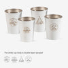 AOTU AT6657-2 4pcs Outdoor Camping Folding Stainless Steel Water Cup Set (White)