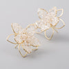 Fresh Crystal Hollow Flower Earrings Female S925 Silver Needle Temperament Earrings