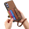 For Samsung Galaxy S25 5G Retro Cross Wristband Wallet Leather Back Phone Case(Brown)