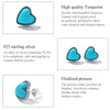 S925 Sterling Silver Heart Turquoise Ear Stud Women Earrings