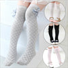 Children's Tube Socks Mesh Bow Princess Socks Square Grid Over Knee Socks, Size:43cm(white)