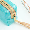 PVC Laser Transparent Portable Cosmetic Bag Travel Toiletry Bag(Lake Blue)
