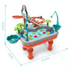 Penguin Stair Climbing Children Electric Magnetic Fishing Toy Multifunctional Game Set(Blue)