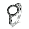2 PCS Alloy Lucky Circle Diamond Halo Rings, Ring Size:6(Black)