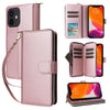 For iPhone 12 / 12 Pro Nine-card Slots Zipper Wallet Bag Leather Phone Case(Rose Gold)