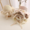 Parent-child Princess Style Beach Hat Straw Hat Adult 56-58cm(Milk White)