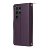 For Samsung Galaxy S24 Ultra 5G Nine-card Slots Zipper Wallet Bag Leather Phone Case(Dark Purple)