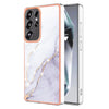 For Samsung Galaxy S25 Ultra 5G Electroplating Marble Pattern Dual-side IMD TPU Shockproof Phone Case(White 006)