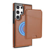 For Samsung Galaxy S24 Ultra 5G Skin Feel Detachable Card Bag Magsafe Phone Case(Brown)