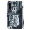 For Samsung Galaxy A26 5G Crystal Texture Colored Drawing Leather Phone Case(Cat Tiger Reflection)