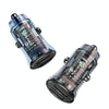 USAMS US-CC162 C31 5V3A Transparent Dual USB Mini Car Charger(Blue)