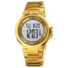 SKMEI 1712 Dual Time LED Digital Display Luminous Stainless Steel Strap Electronic Watch(Gold and White)