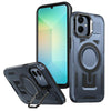 For Samsung Galaxy A06 4G Shield Hollow Frame Holder MagSafe Phone Case(Navy Blue)