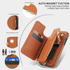 For iPhone 11 Pro Max Double Flap Zipper RFID Leather Phone Case with Short Lanyard(Brown)