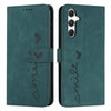 For Samsung Galaxy A56 5G Skin Feel Heart Embossed Leather Phone Case with Long Lanyard(Green)